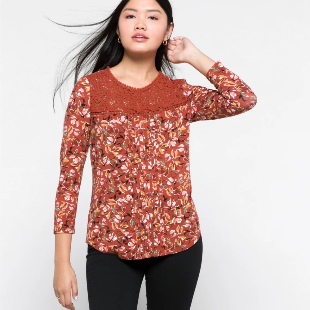 Stitch Fix l Daniel Rainn Darrel Crochet Yoke Knit Top, XL